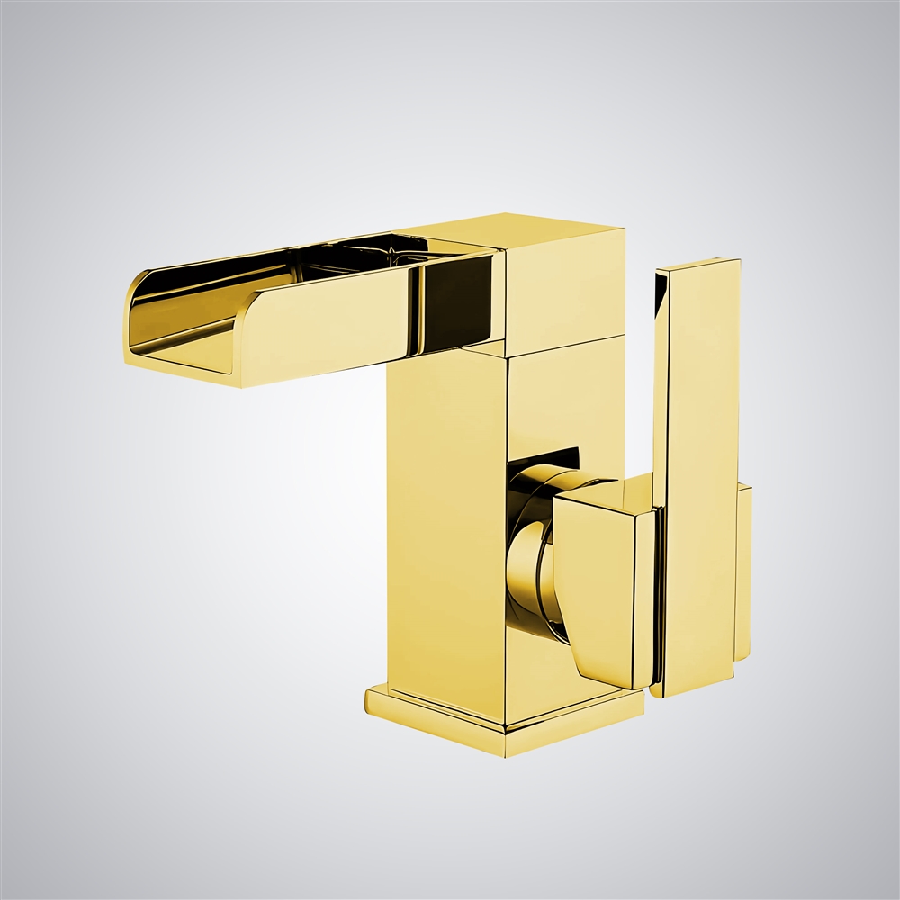 Fontana Plesio Gold Single Handle Luxury Basin Faucet Waterfall