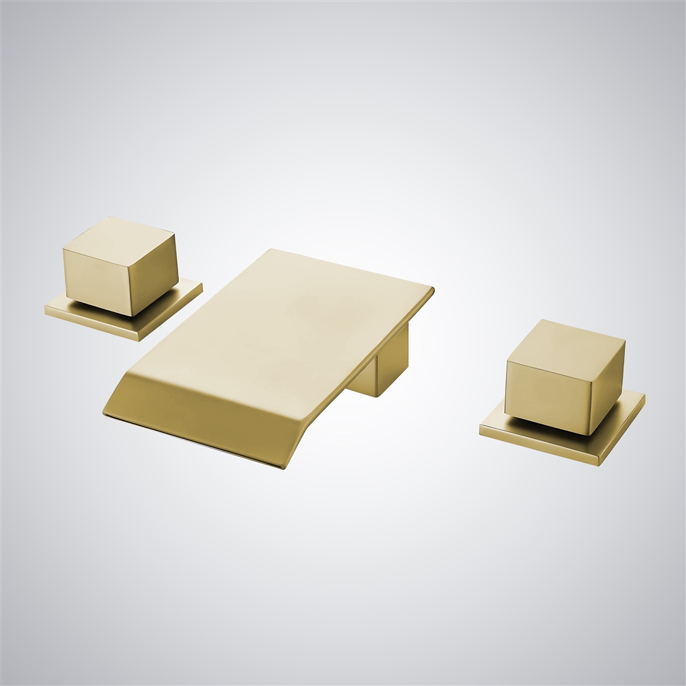 Fontana Abanilla Brushed Gold Waterfall Contemporary Luxury Basin Faucet