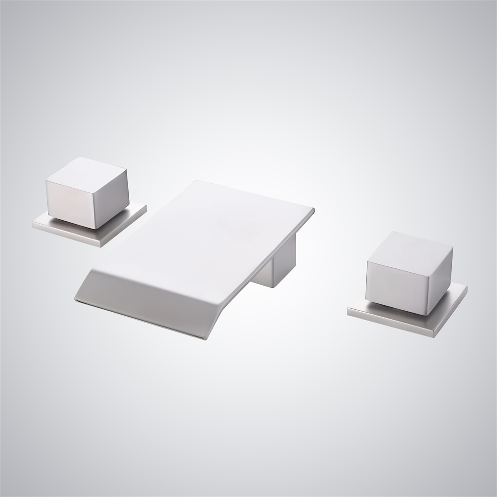 Fontana Abanilla Matte White Contemporary Dual Handles Waterfall Basin Faucet