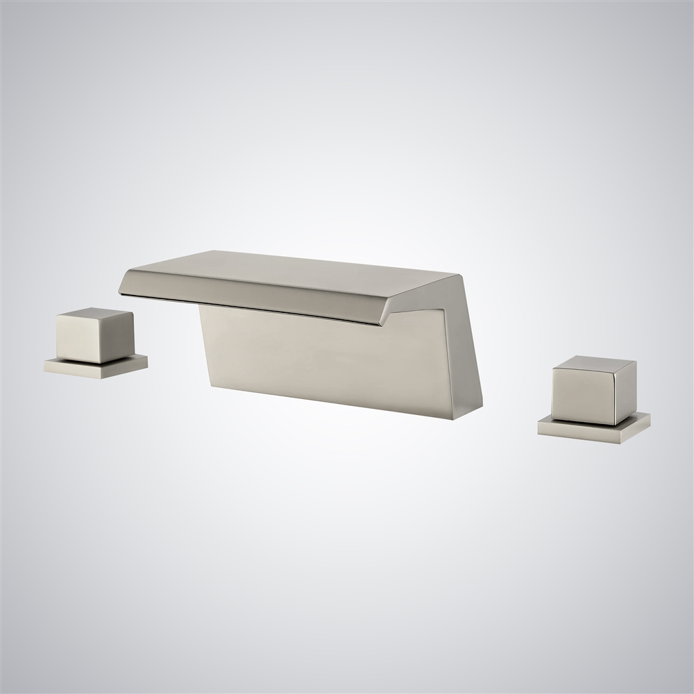 Fontana Alcaraz Brushed Nickel Deck Mounted Waterfall Basin Faucet