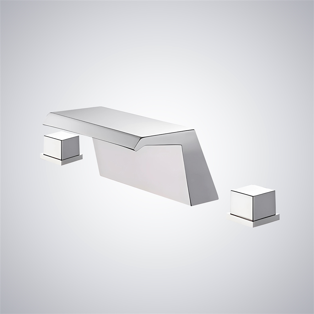 Fontana Alcaraz Chrome Deck Mounted Waterfall Luxury Basin Faucet