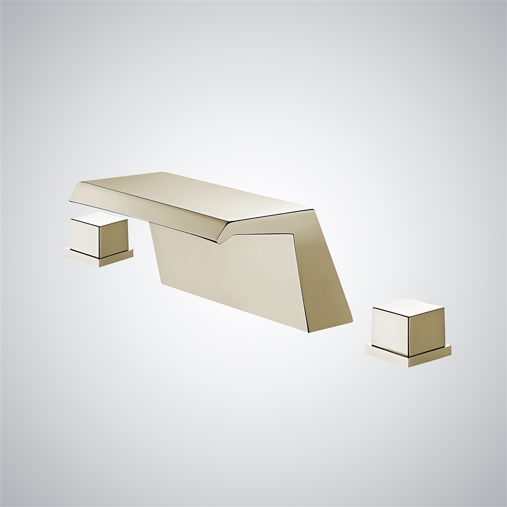Fontana Alcaraz Champagne Deck Mounted Waterfall Bathroom Basin Faucet