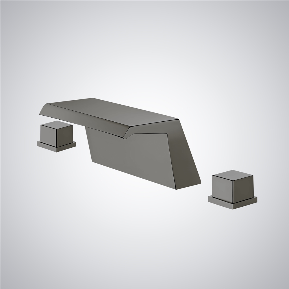 Fontana Alcaraz Gun Metal Gray Brass Deck Mounted Luxury Bathroom Basin Faucet