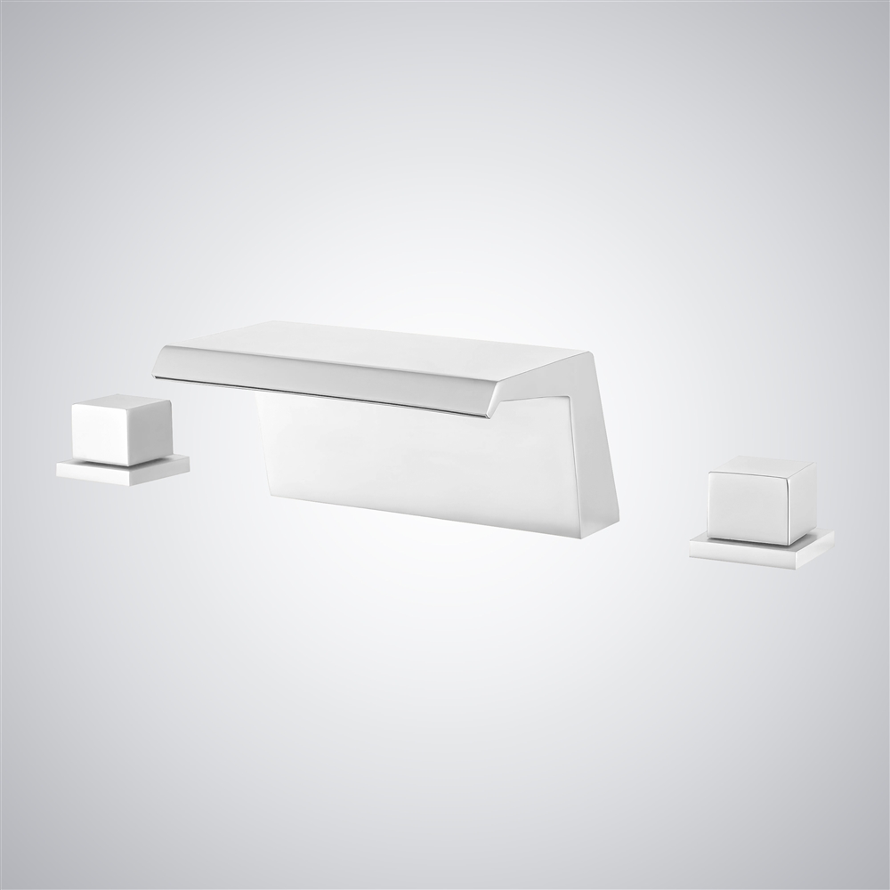 Fontana Alcaraz Matte White Waterfall Luxury Basin Faucet Deck Mounted