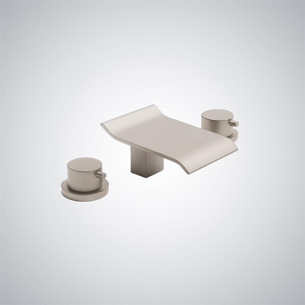 Fontana Arganda Brushed Nickel Deck Mounted Design Waterfall Basin Faucet