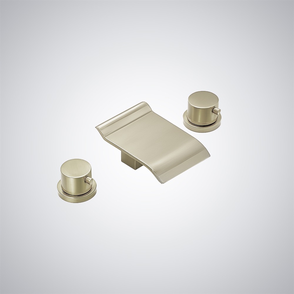 Fontana Arganda Champagne Dual Handles Waterfall Basin Faucet Deck Mounted
