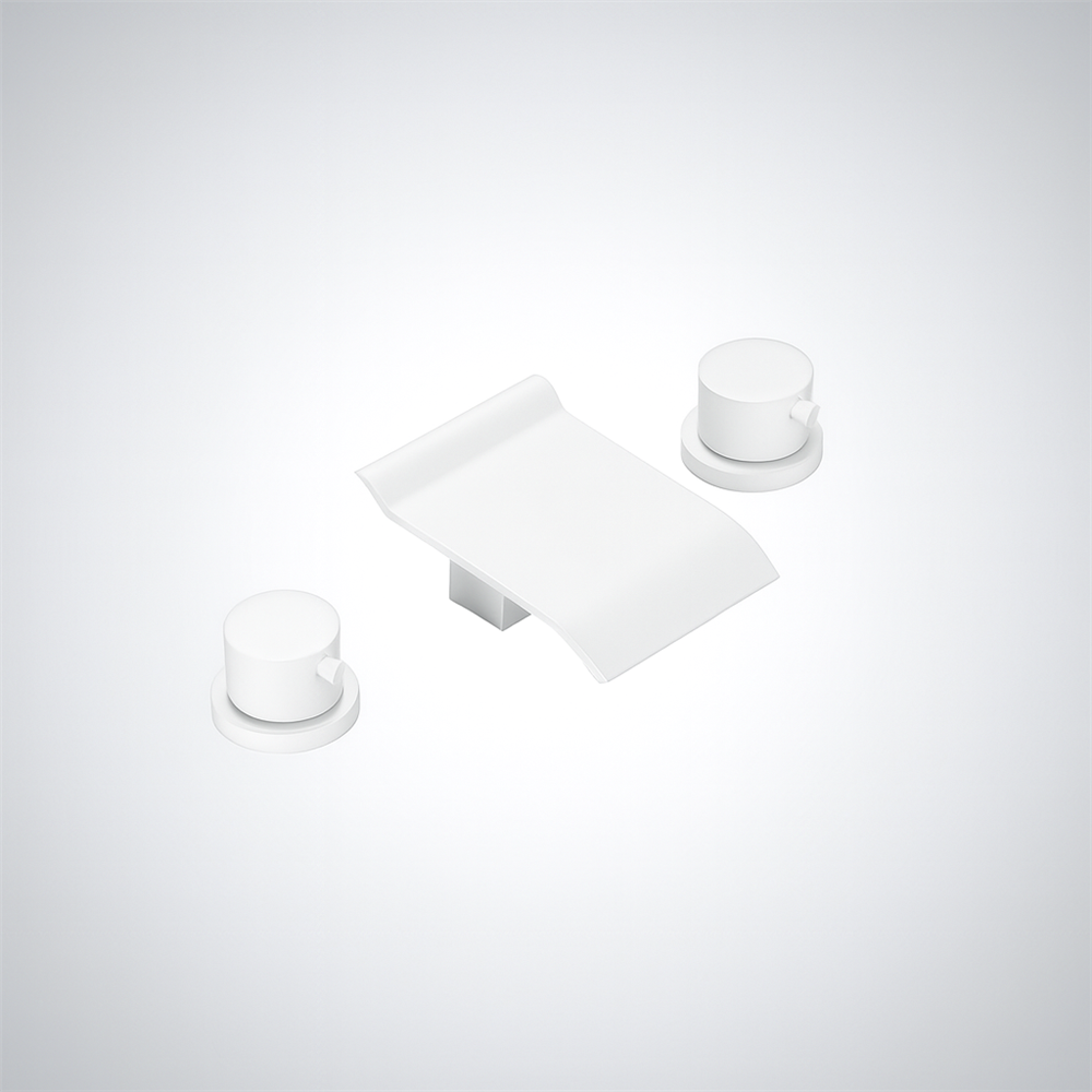 Fontana Arganda Matte White Dual Handles Basin Faucet Waterfall Design