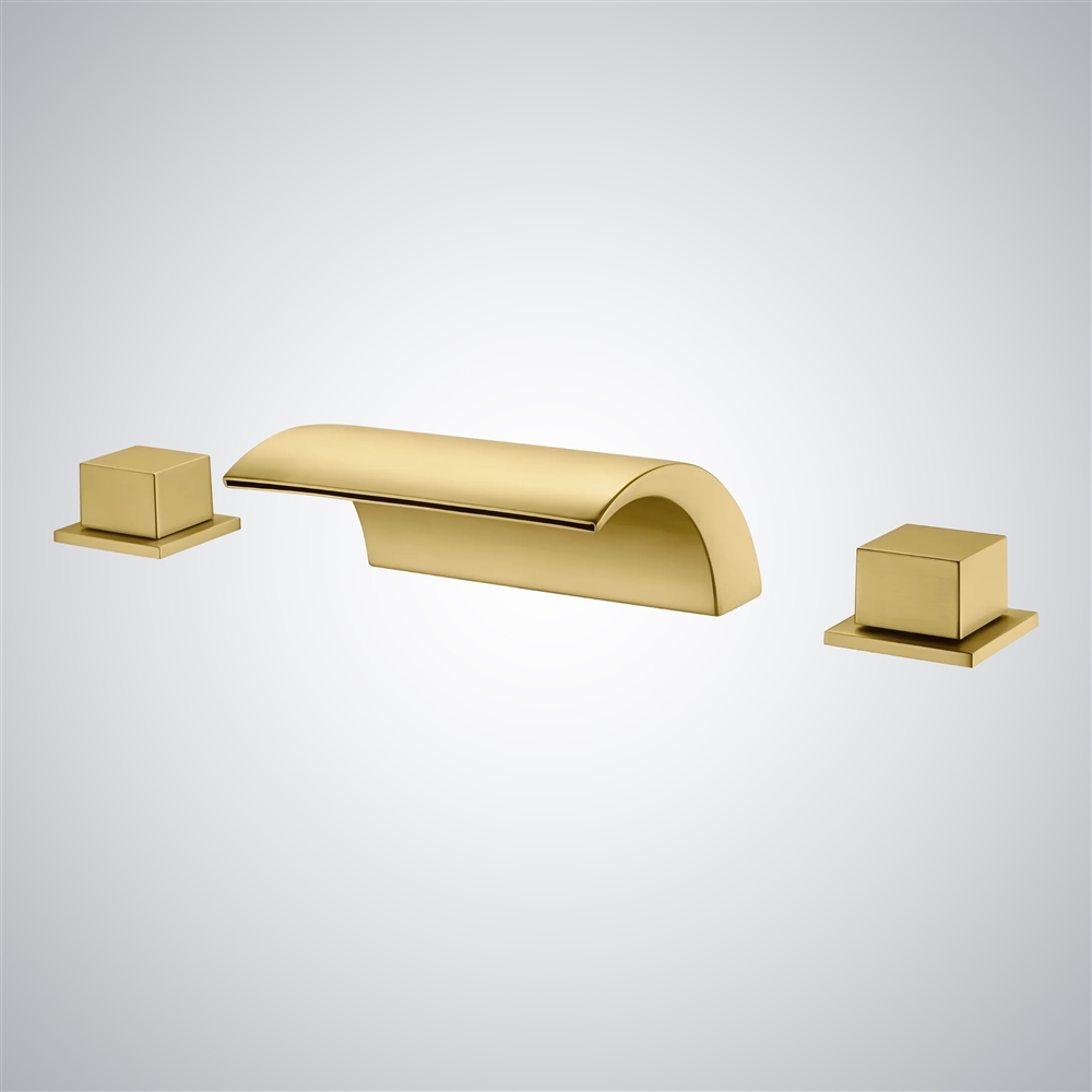 Fontana Atienza Brushed Gold Dual Handles Deck Mounted Basin Faucet