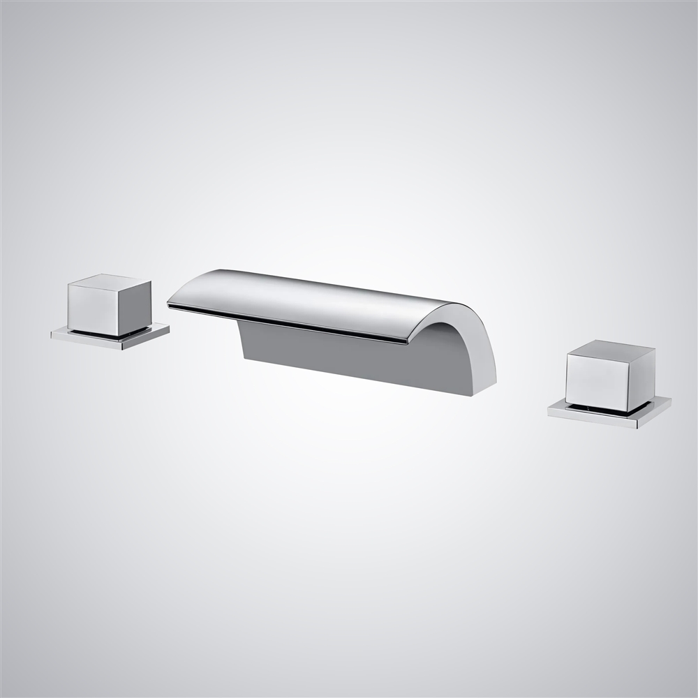 Fontana Atienza Chrome Deck Mounted Waterfall Design Basin Faucet