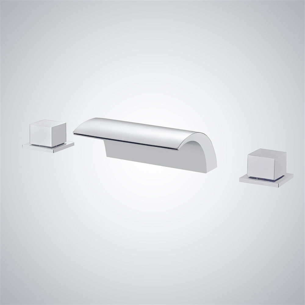 Fontana Atienza Matte White Deck Mounted Basin Faucet Waterfall Design