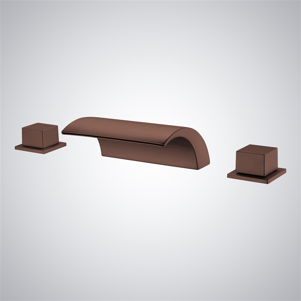 Fontana Atienza Brass Oil Rubbed Bronze Deck Mounted Waterfall Design Basin Faucet