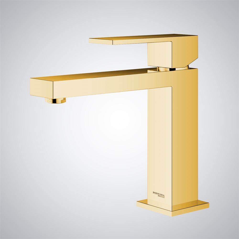 Fontana Caspe Gold Single Handle Deck Mounted Basin Faucet