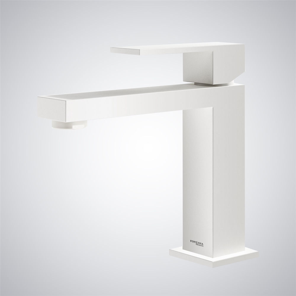 Fontana Caspe Matte White Single Handle Deck Mounted Basin Faucet