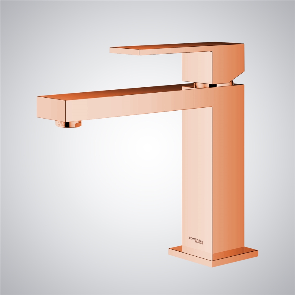 Fontana Caspe Rose Gold Single Handle Deck Mounted Basin Faucet