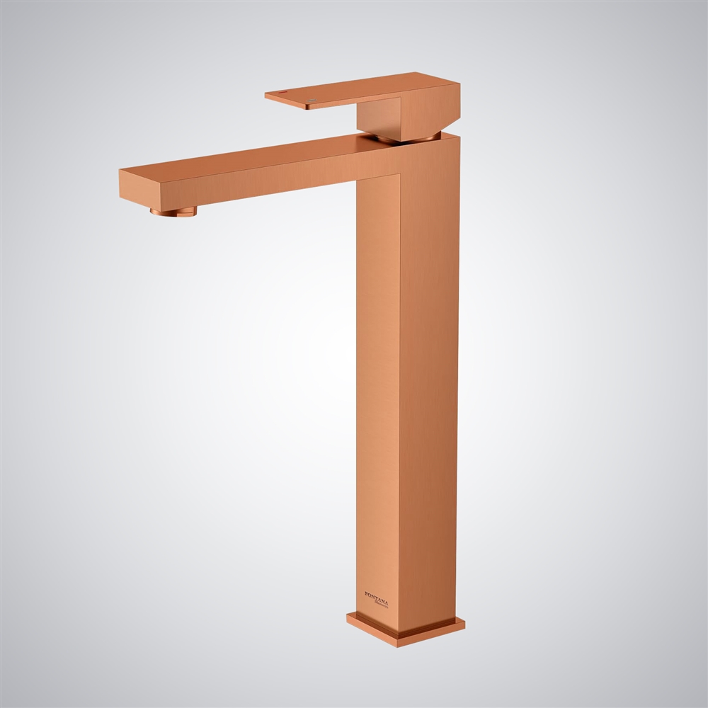 Fontana Fuente Rose Gold Deck Mounted High Basin Faucet