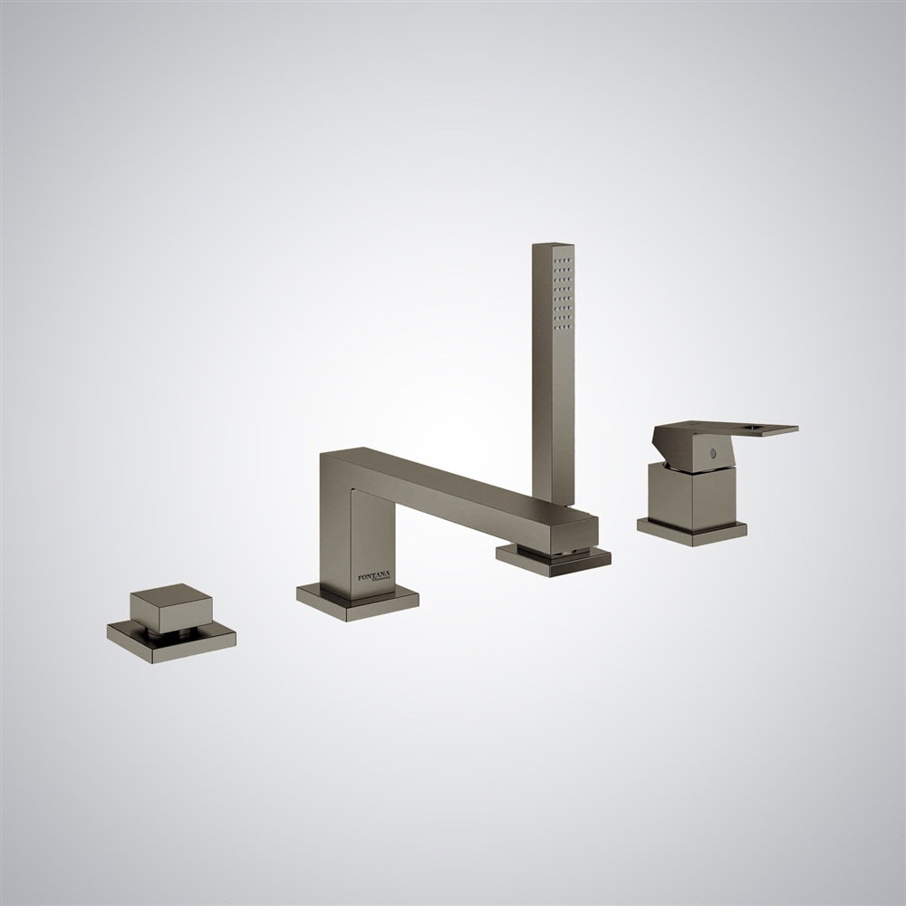 Fontana Pahua Gun Metal Gray Luxury Bathtub Faucet with Hand Shower