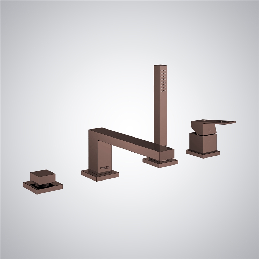 Fontana Pahua Oil Rubbed Bronze Brass Deck Mounted Bathtub Faucet with Hand Shower