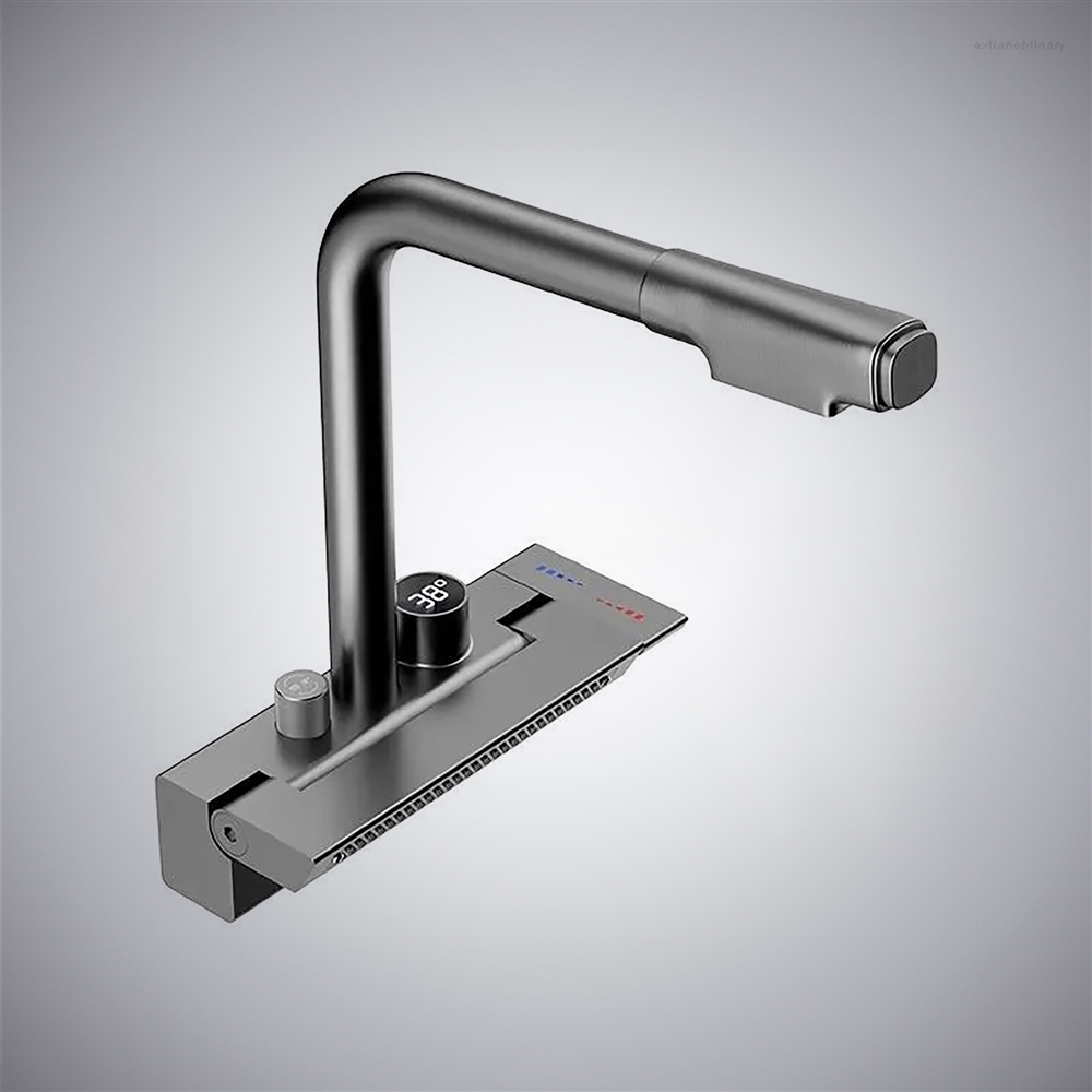 Fontana Spoleto Gun Metal Gray Hot And Cold Telescopic Kitchen Faucet ...