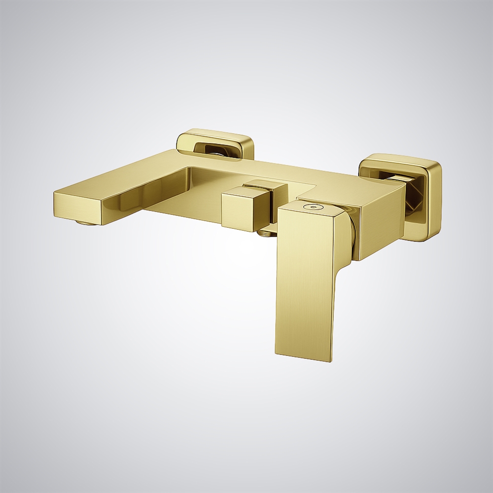 Fontana Portoferraio Brushed Gold Contemporary Wall Mounted Bathtub Faucet