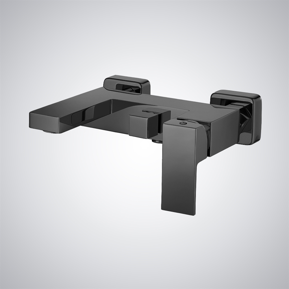 Fontana Portoferraio Wall Mounted Matte Black Luxury Bathtub Faucet