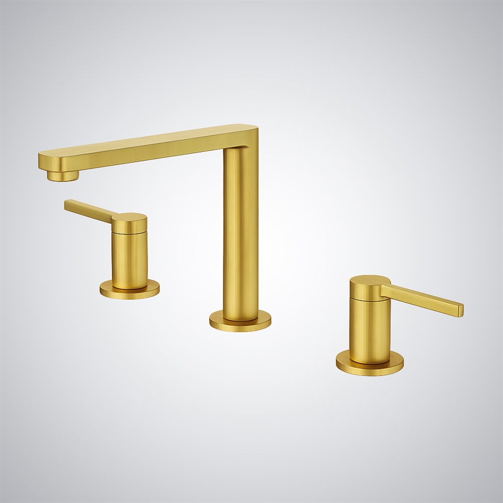 Fontana Seregno Brushed Gold Luxury Dual Handles Basin Faucet