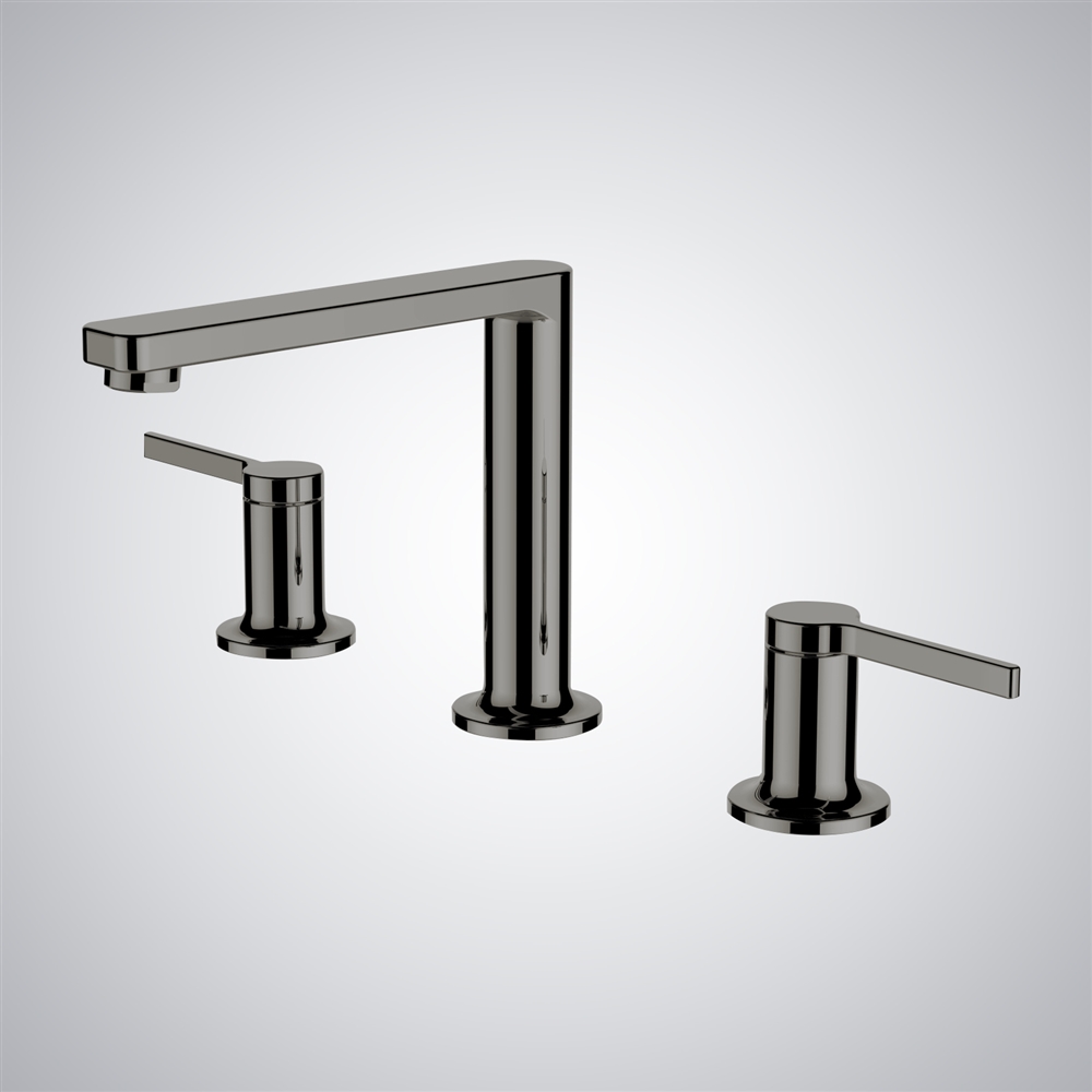 Fontana Seregno Gun Metal Gray Dual Handles Brass Luxury Basin Faucet