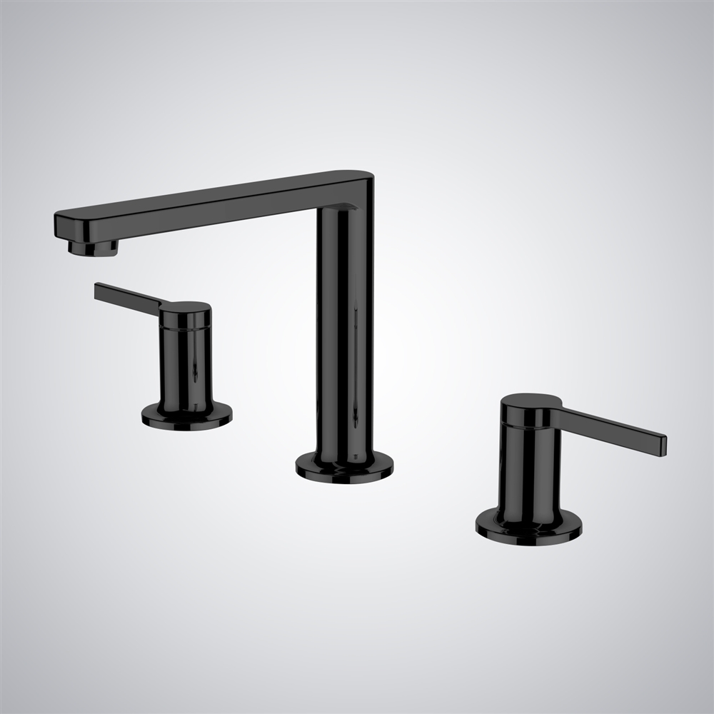 Fontana Seregno Matte Black Dual Handles Luxury Basin Faucet Deck Mounted