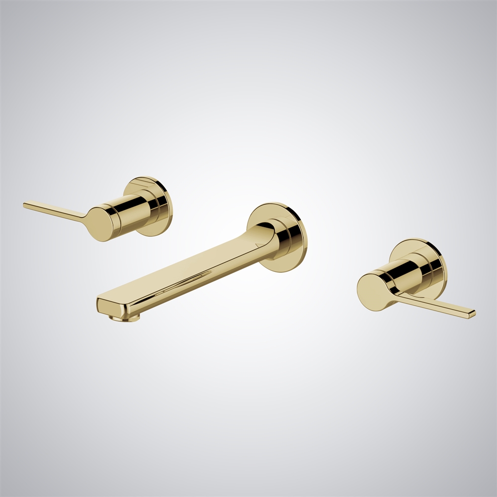 Fontana Nichelino Brushed Gold Contemporary Dual Handles Basin Faucet