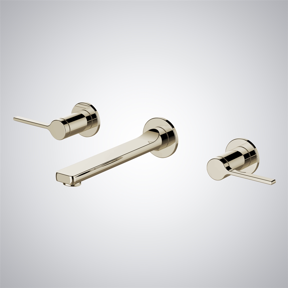 Fontana Nichelino Champagne Dual Handles Basin Faucet Wall-Mounted