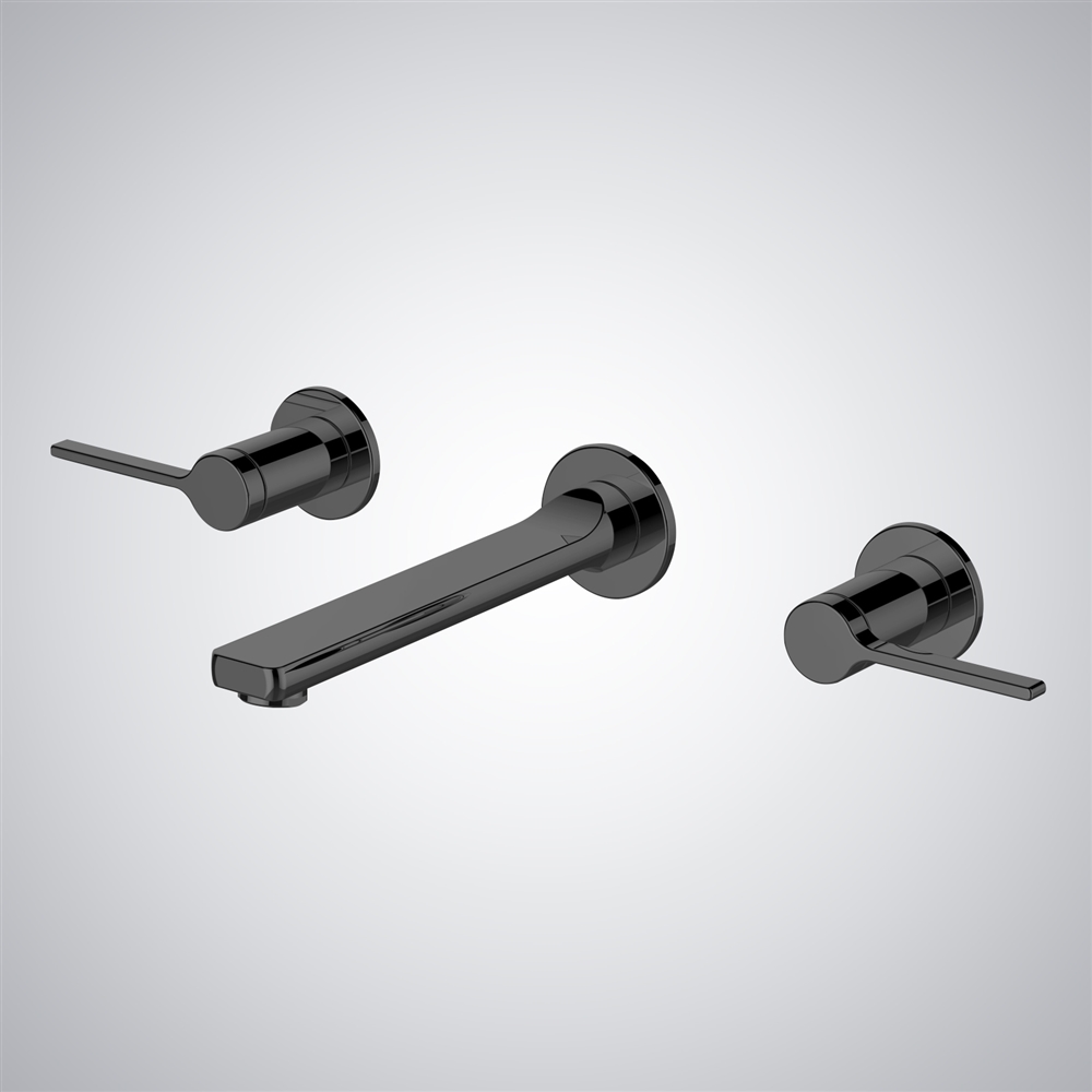 Fontana Nichelino Matte Black Wall-Mounted Dual Handles Basin Faucet Contemporary