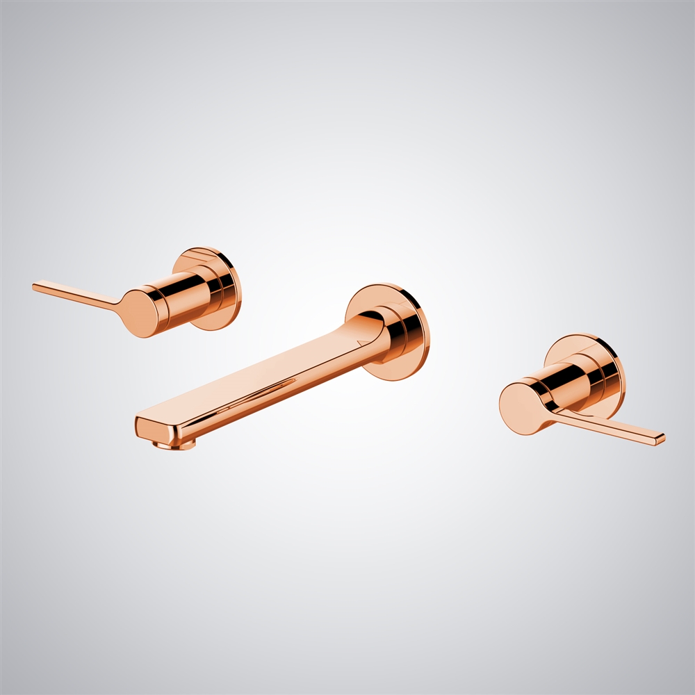 Fontana Nichelino Rose Gold Wall-Mounted Contemporary Basin Faucet