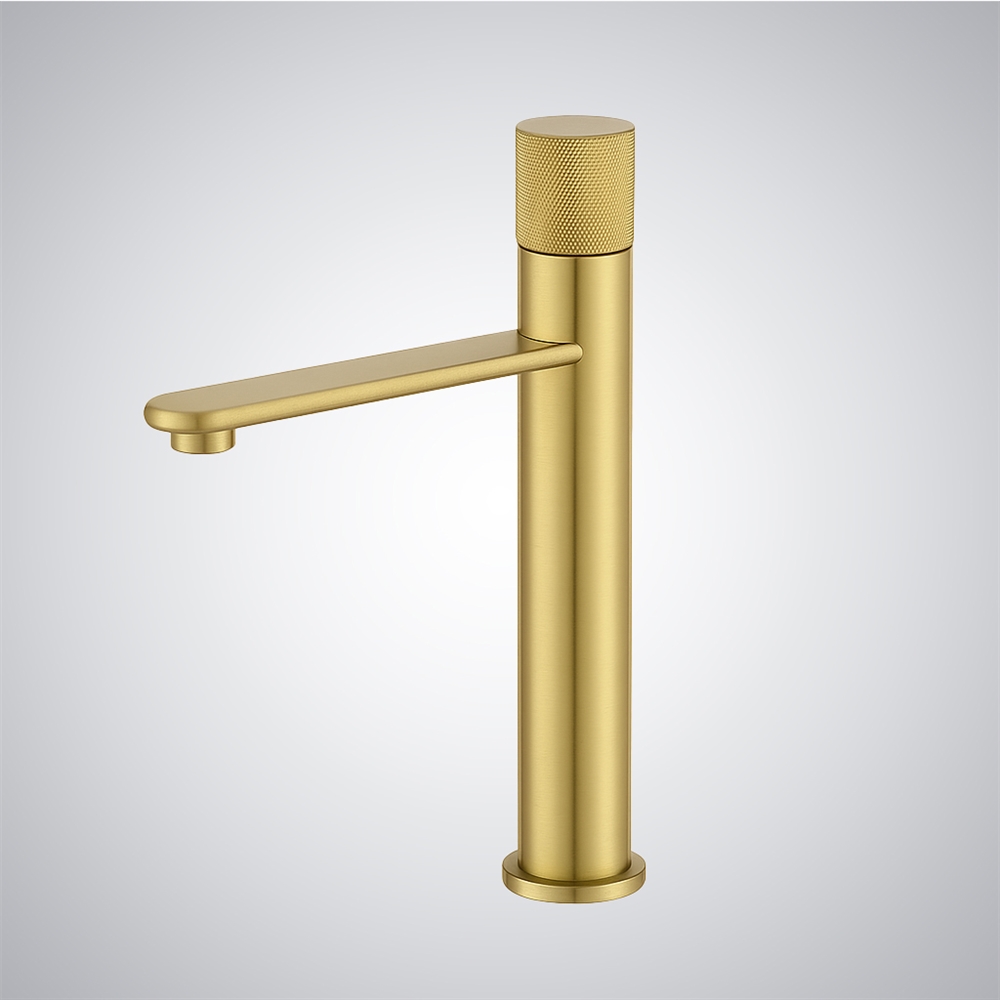 Fontana Collegno Brushed Gold Brass Luxury Deck-Mounted Basin Faucet