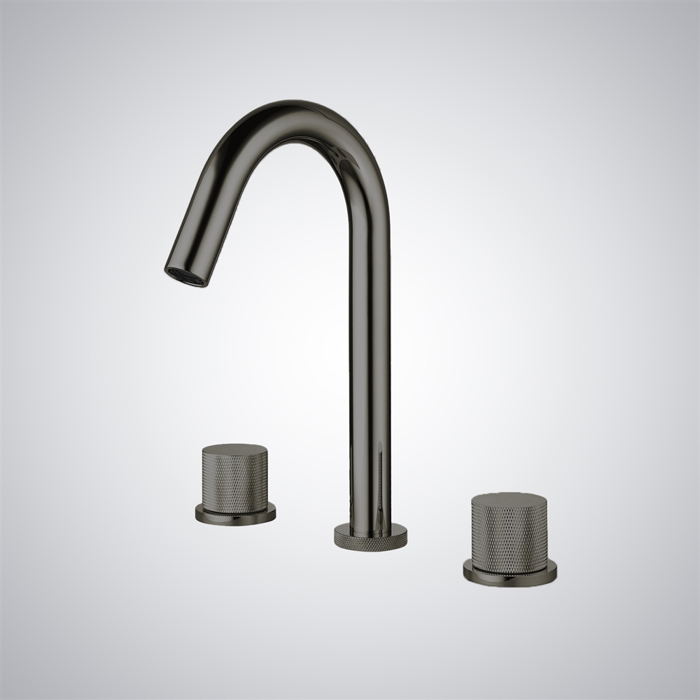 Fontana Gizzeria Gun Metal Gray Two Handles Deck-Mounted Brass Basin Faucet