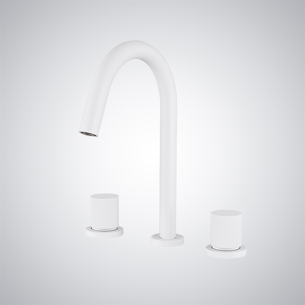 Fontana Gizzeria Matte White Luxury Two Handles Deck-Mounted Basin Faucet