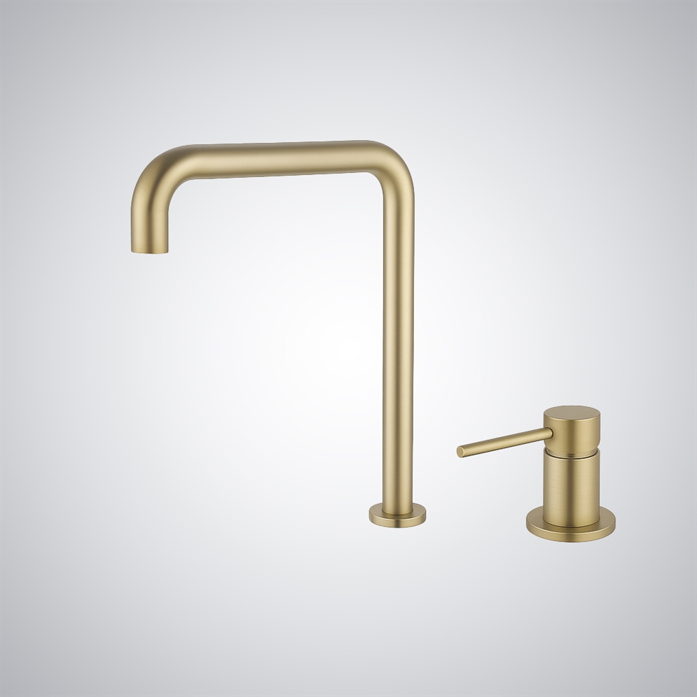 Fontana Cetraro Brushed Gold Contemporary Deck-Mounted Basin Faucet