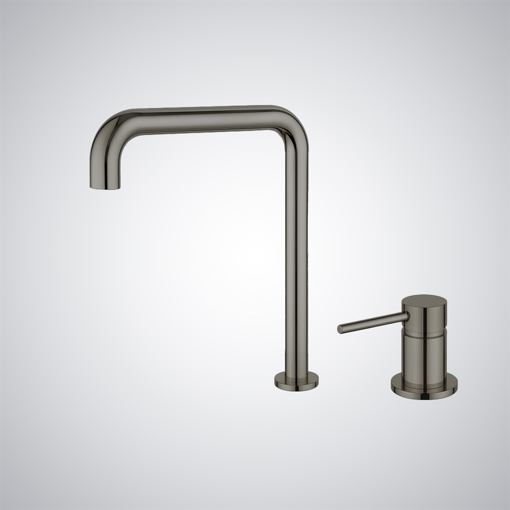 Fontana Cetraro Gun Metal Gray Deck-Mounted Basin Faucet Contemporary