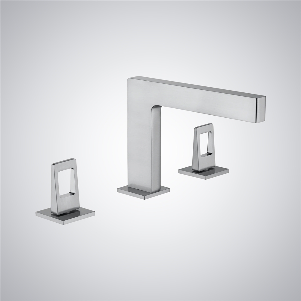 Fontana Chieri Brushed Nickel Dual Handles Contemporary Luxury Basin Faucet