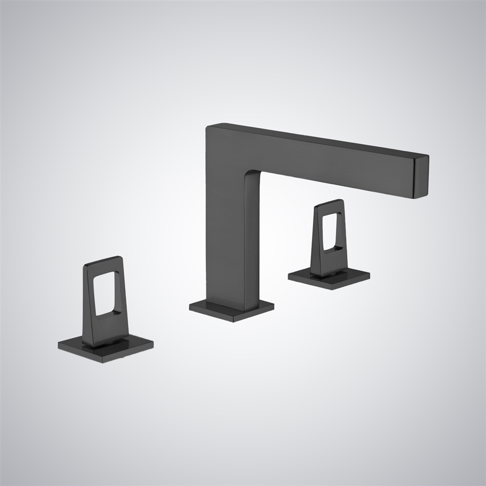 Fontana Chieri Matte Black Brass Dual Handles Deck-Mounted Basin Faucet