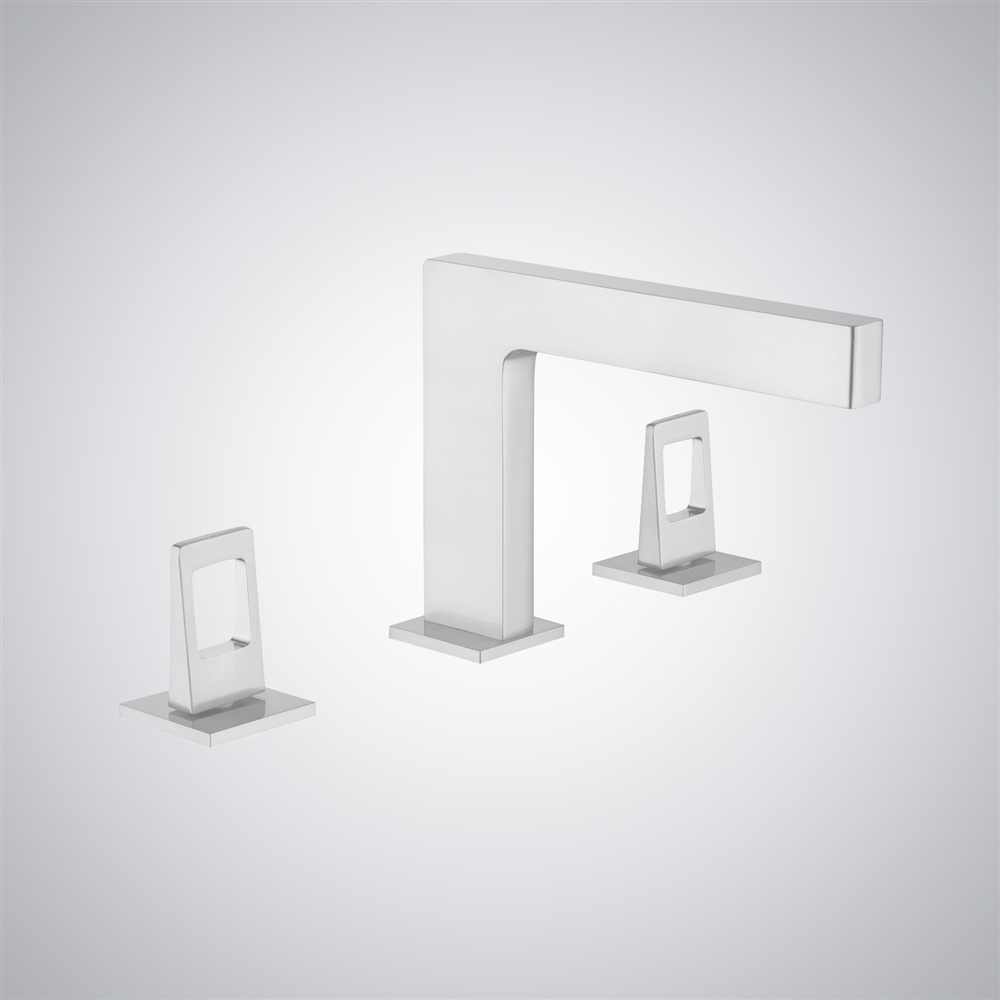 Fontana Chieri Matte White Dual Handles Three Holes Basin Faucet