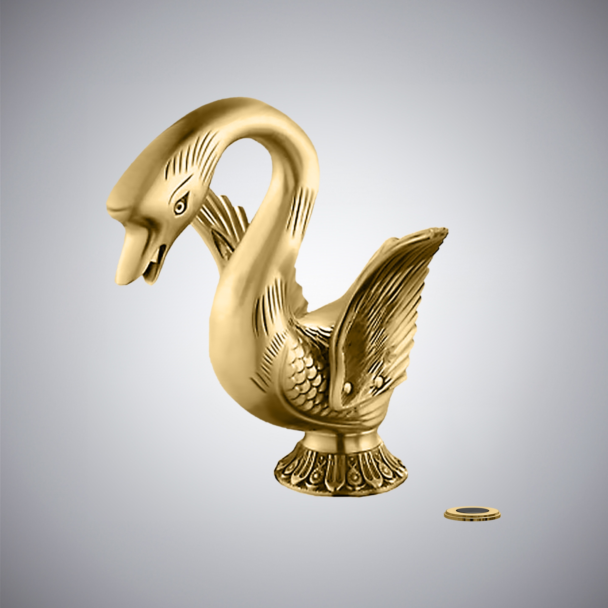 Fontana Castrovillari Brushed Gold Hot and Cold Deck Mounted Touchless Swan Faucet