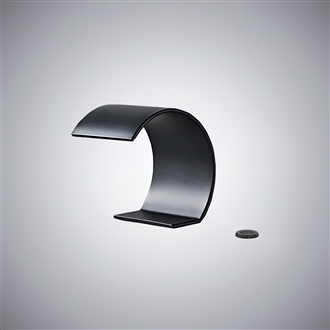 Fontana Soverato Black Deck-Mounted Waterfall Touchless Faucet