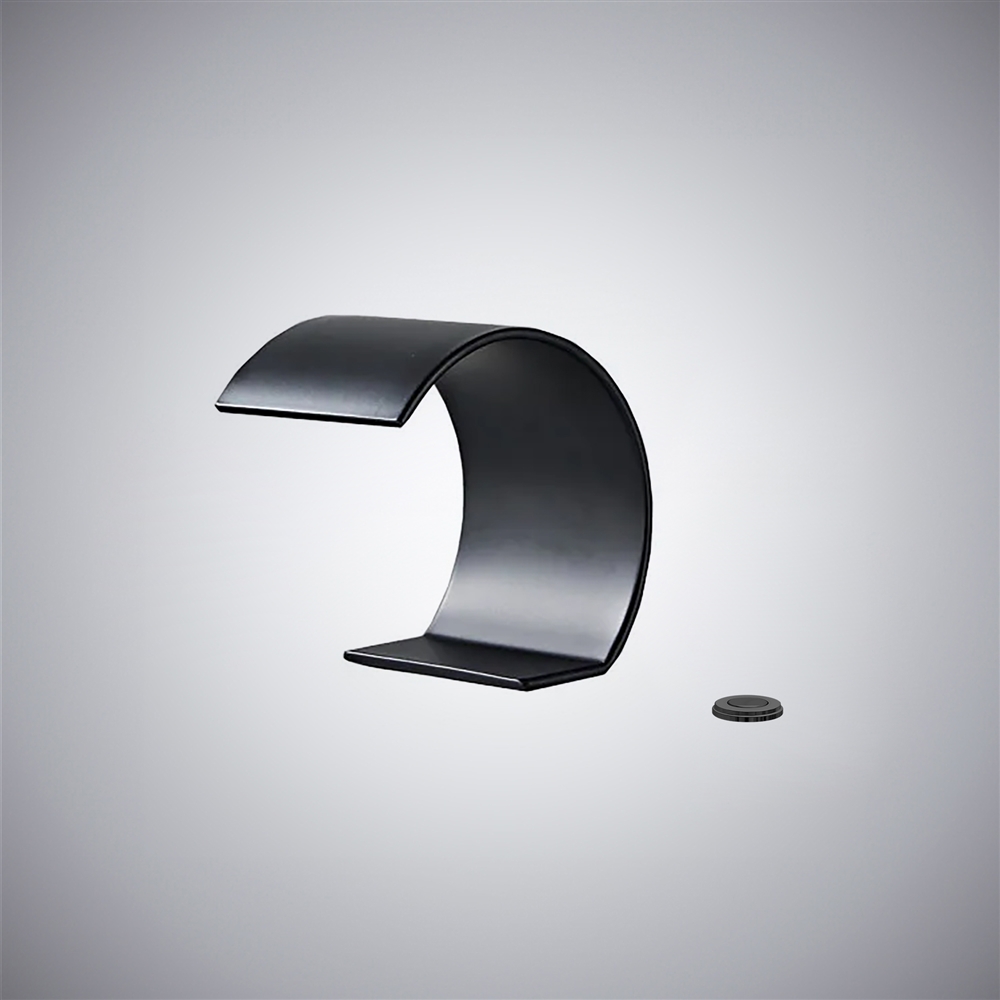 Fontana Soverato Black Deck-Mounted Waterfall Touchless Faucet