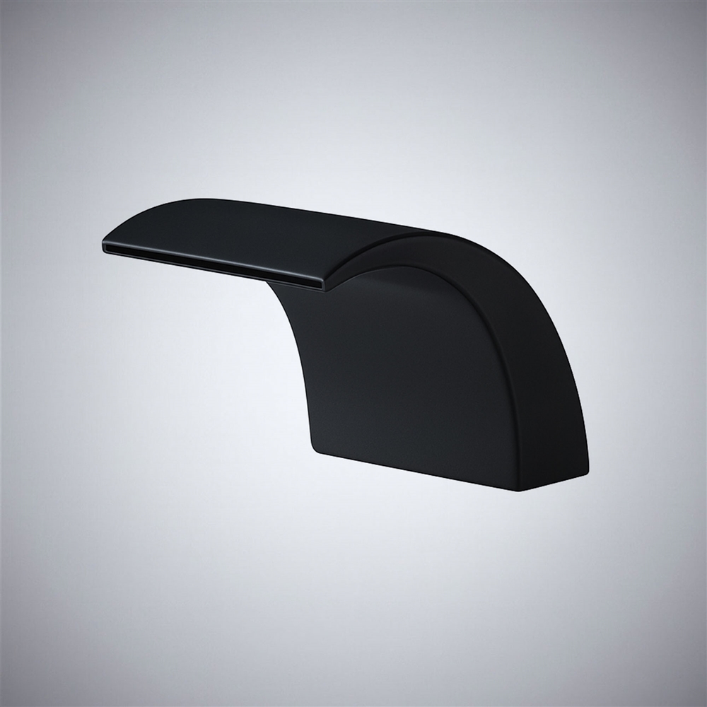Fontana Locri Black Deck-Mounted Touchless Faucet Waterfall Design