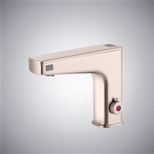 Fontana Quarto Brushed Nickel 2-in-1 Touchless Bathroom Faucet â€“ Automatic Sensor Water Tap with Soap & Sanitizer Dispenser