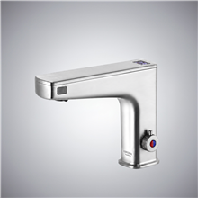 Fontana Quarto Chrome 2-in-1 Touchless Bathroom Faucet â€“ Automatic Sensor Water Tap with Soap & Sanitizer Dispenser