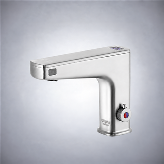 Fontana Quarto Chrome 2-in-1 Touchless Bathroom Faucet â€“ Automatic Sensor Water Tap with Soap & Sanitizer Dispenser