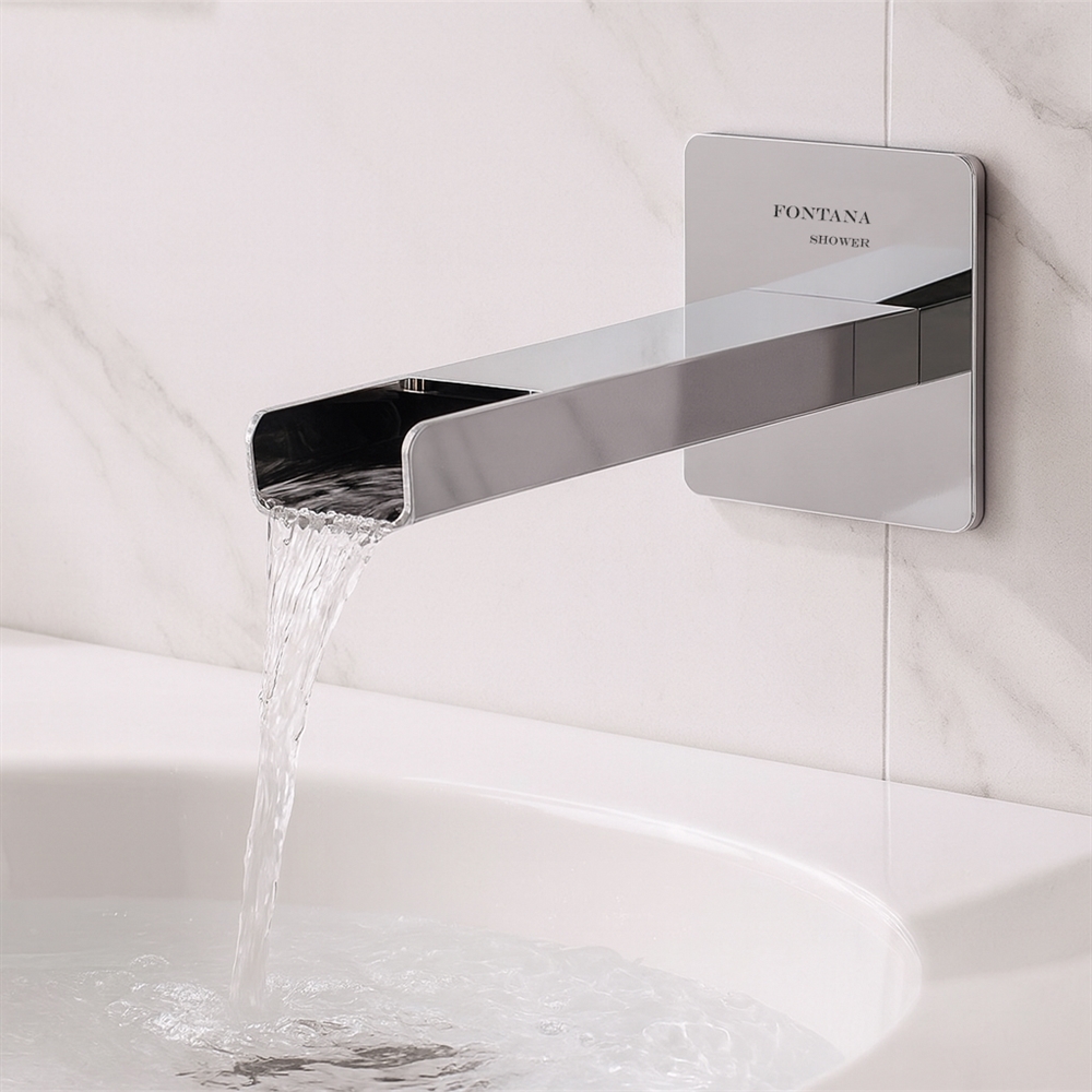 Fontana Chivasso Chrome Wall-Mounted Touchless Faucet Waterfall Design for Qiddiya Grand Hotel