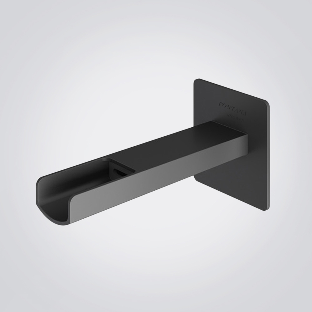 Fontana Chivasso Matte Black Wall-Mounted Touchless Faucet Waterfall Design