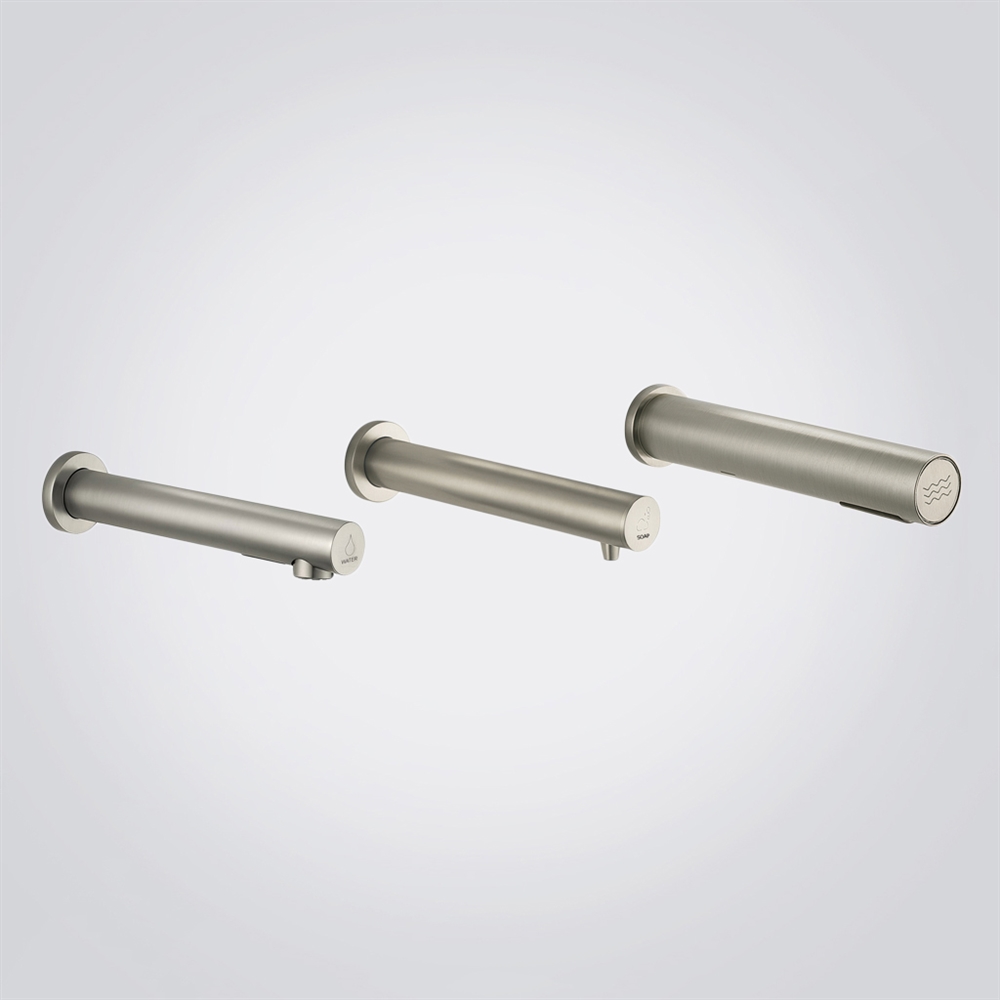 Fontana TriSenseâ„¢  Brushed Nickel Touchless  Faucet â€“ Automatic Soap Dispenser & Hand Dryer