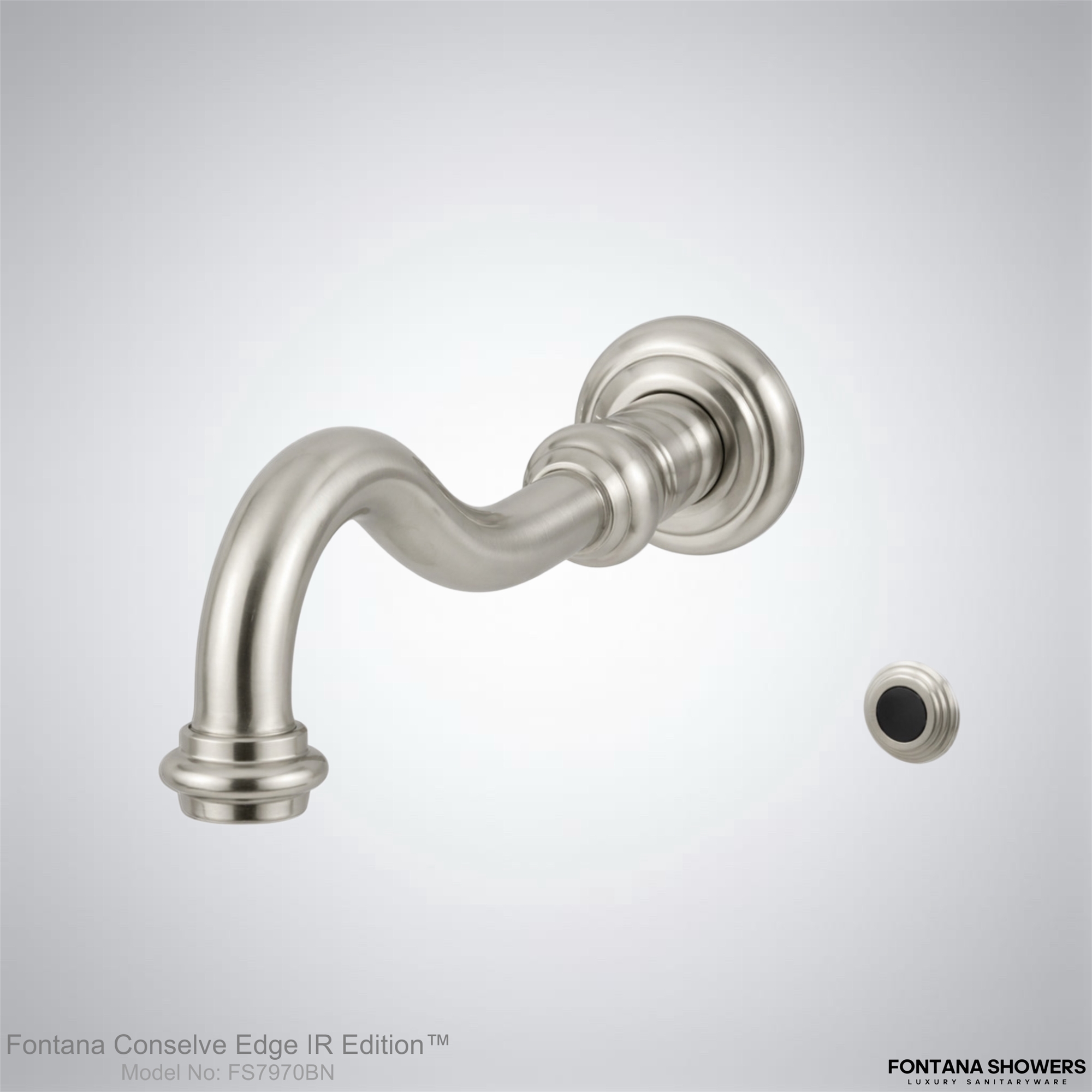 Fontana Conselve Edge IR Brushed Nickel Wall Mounted Commercial Touchless Faucet